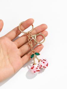 Creative Cute Fruit Shape Keyring Rhinestone Cherry Charm <b>Keychain</b> Bag Pendant Ornaments for Women Men Souvenir Birthday Gift - Product Image 4