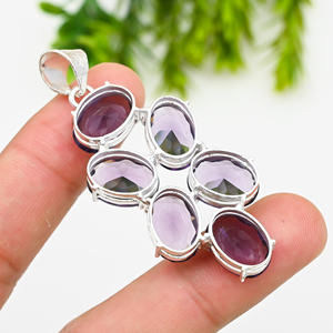 Diseñador púrpura kunzita piedra preciosa plateada que parece plata de ley colgante de moda hecho a mano joyería para regalo - Product Image 3