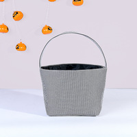 Panier en tissu seersucker rayé, sac de rangement pour bonbons de festival, décorations pour la chasse aux œufs de Pâques, fournitures pour fêtes d'Halloween, ornement pour la maison