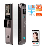 Kunci Pintu Pintar Tuya 3D Pengenal Wajah Wifi dengan Kamera, Biometrik, Keamanan untuk Rumah Kayu