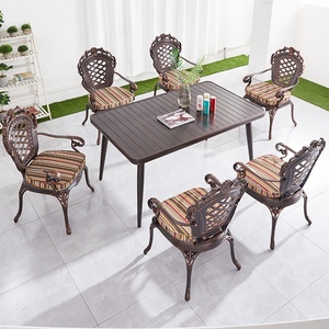 rectangulaire légère Meubles <span class=keywords><strong>de</strong></span> terrasse en fonte d'<span class=keywords><strong>aluminium</strong></span> Tables et chaises <span class=keywords><strong>de</strong></span> <span class=keywords><strong>jardin</strong></span> d'extérieur modernes 4-6 <span class=keywords><strong>personnes</strong></span> - Product Image 2