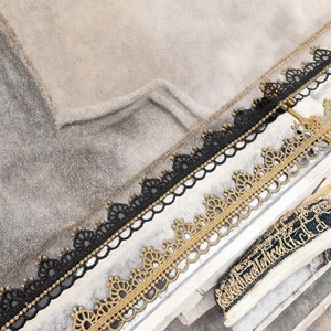 Tissu en dentelle brodée dorée soluble dans l'eau, 100% polyester, pour vêtements, décoration intérieure, cadeaux, chaussures et sacs - Product Image 3