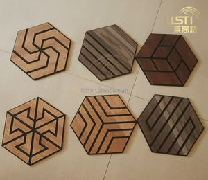 Panneaux muraux de plafond insonorisants en placage de bois <span class=keywords><strong>Triangle</strong></span> carré hexagone Panneaux acoustiques en bois rainurés en V en chêne blanc noyer - Product Image 6