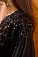 Vêtements islamiques traditionnels d'Arabie Saoudite, abaya noire à manches chauve-souris, robe musulmane pour femmes, kaftan brodé avec des paillettes, caftans