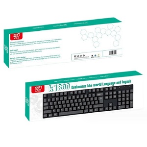 New K1800 Full Size Wired Keyboard 104 <b>Keys</b> Membrane Plastic Office Keyboard English French Spanish Arabic <b>USB</b> - Product Image 5