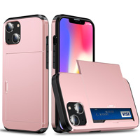 Étui mobile de fente pour carte populaire pour iPhone 16 15 Pro Max étui de téléphone portable TPU + PC avec accessoires de porte-carte pour iPhone 14 13 12