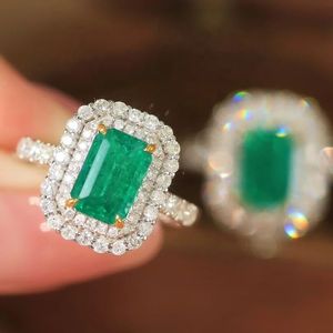 Bague en or massif 18 carats de haute qualité Xinfly avec émeraude de Zambie 2,23 carats et diamant vert vif micro-huile 1,83 carat - Product Image 3