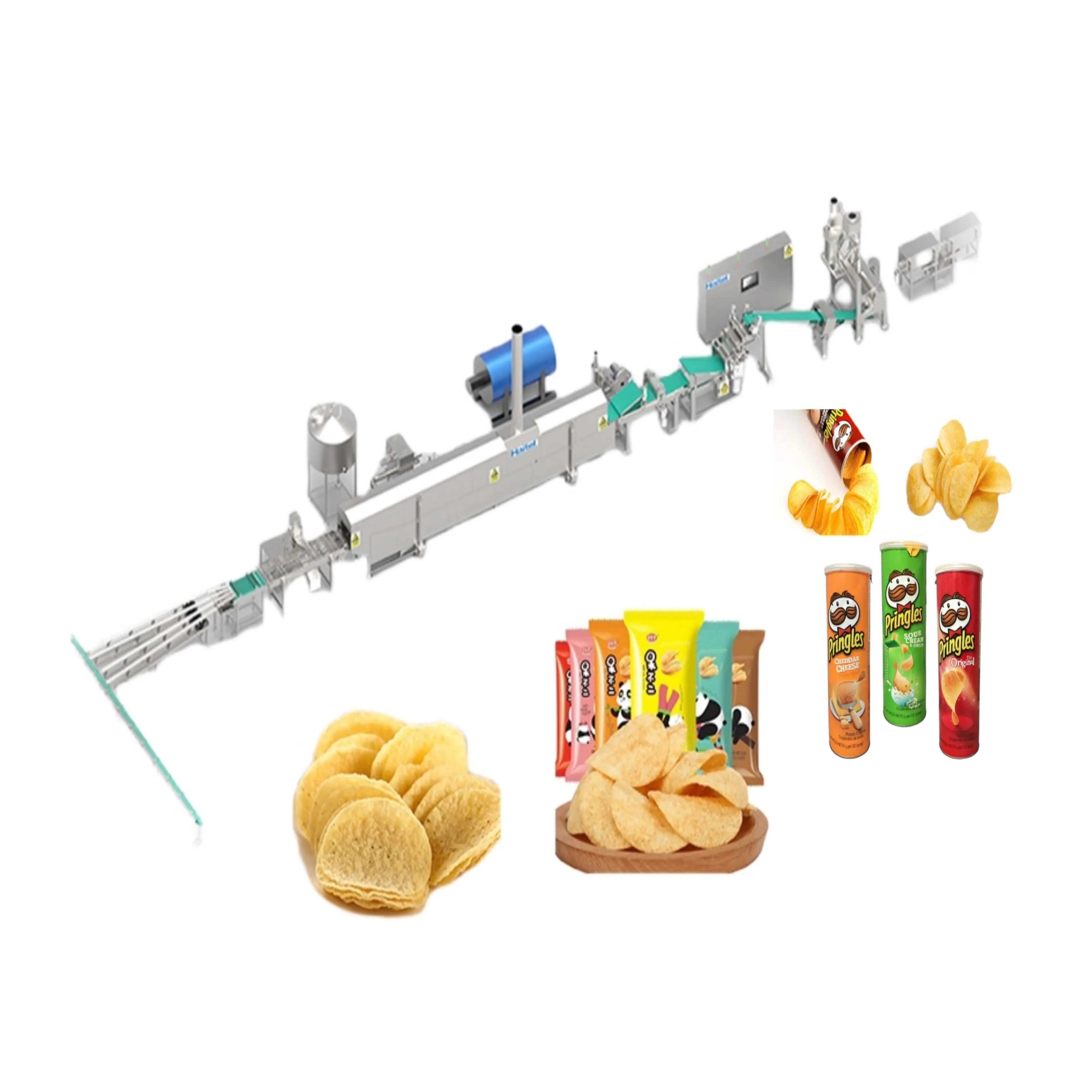 Yeni tasarlanmış Pringle patates cipsi üretim hattı imal patates cipsi makinesi bileşik fırında patates gevrek kraker bitki