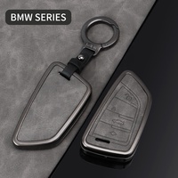 Couverture de clé de voiture en métal en cuir gris souple pour étui à clé de voiture à 4 boutons
