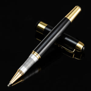 ปากกาลูกลื่นโลหะคุณภาพสูง ดีไซน์หรูหรา พร้อมโลโก้บริษัทแบบกำหนดเอง ตกแต่งขอบสีดำทอง หมึกสีน้ำเงิน/ดำ เหมาะสำหรับใช้เป็นของแจก - Product Image 1