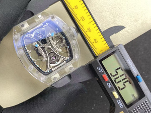 Montre mécanique automatique de sport de luxe rectangulaire transparente en cristal avec tourbillon, multifonctionnelle, style hip-hop - Product Image 3