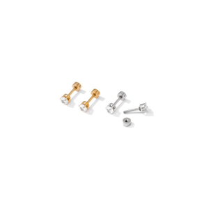 Boucles d'oreilles Angelina en acier inoxydable plaqué or, serties de diamants ronds, style minimaliste, pour un usage quotidien, bijoux unisexes - Product Image 1