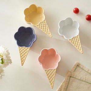 Wholesale Cute Ice Cream Cone Design <b>Ceramic</b> Dessert Bowl Colorful Porcelain Serving Bowl for Ice Cream & Snacks - Product Image 1