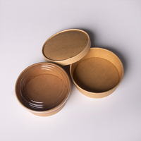 Boîte à salade jetable en kraft de qualité alimentaire, ronde, avec couvercle, pour plats à emporter, personnalisable avec logo OEM, vente en gros, boîte écologique