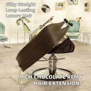 Ktip plat longue durée pointe pré-collée Extension de cheveux humains Remy Super Double dessiné chocolat riche couleur brun moyen teint soyeux - Product Image 2