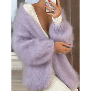 Fuzzy Longline <b>Cardigan</b> Light Blue Women's <b>Cardigan</b> - Product Image 4