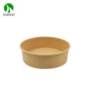 183mm Round Large Recyclable Kraft Waterproof Disposable Biodegradable Paper Lunch Meal Bowl For Salad