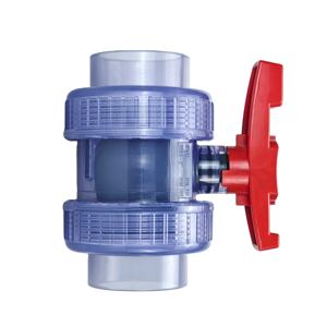 ソケットクリア透明UPVCPVC熱可塑性プラスチックダブルユニオンボールバルブ - Product Image 2