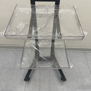 Black 2 Tier Height Adjustable Salon Trolley Silent Rolling Wheels Barber Tool Storage <b>Cart</b> For Hair Nail Beauty Salon SPA Use - Product Image 4