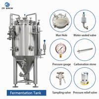 Cuve de Fermentation de Bière Personnalisée de Haute Qualité 100L/200L en Acier Inoxydable à Double Paroi avec Enveloppe de Refroidissement à Cavités, Moteur et Pompe