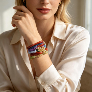 Pulsera Delicada con Piedras Naturales <span class=keywords><strong>de</strong></span> 5x8mm, Estilo Boho, con Cuentas Rondelle, Cristal Curativo, Joyería Apilable con Cierre Marinero, Regalo - Product Image 1