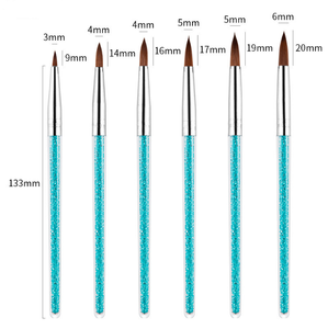 Pinceau à ongles professionnel en poils synthétiques doux avec manche diamanté pour manucure, outil de précision pour le nail art et le traçage fin en salon - Product Image 4