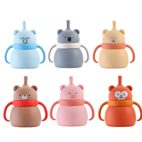 Gobelets à paille en silicone de qualité alimentaire pour enfants, avec poignée et couvercle, pour l'apprentissage de la boisson, résistants aux chutes, sans BPA, 200 ml, compatibles lave-vaisselle - Vente en gros