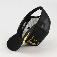 Casquette en maille à 5 panneaux à bord plat, personnalisée OEM, de haute qualité, avec logo brodé, style courbé, motif feuille de fruit, pour la vente en gros