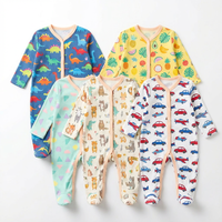 Combinaisons pour bébé à motifs variés, directement de l'usine, motifs aléatoires, manches longues, en coton, pyjamas pour nourrissons, essentiels pour nouveau-nés