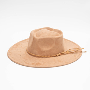 Topi Fedora Berbentuk Mahkota Hati dengan Pita Kepang Pinggiran Lebar Bahan Suede Imitasi Kasual Pesta Unisex - Product Image 2