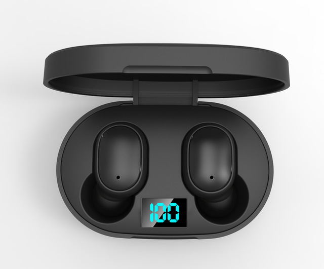 High Quality Colorful Handfree Mini Earbud 280mah BT 5.0 Digital Display in Ear E6S Wireless Earphone TWS Blue Tooth Headset