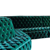 Sofá Chesterfield de Terciopelo Acolchado de Lujo para Sala de Estar, Vestíbulo de Hotel, Apartamento, Sofá Moderno de 3 Plazas Tapizado con Botones Profundos