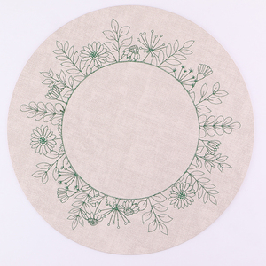 Tovaglietta Rotonda Lavabile in Similpelle con Ricamo Botanico, Tappetino da Tavolo con Ghirlanda Floreale per Ristoranti, Colore Personalizzabile - Product Image 4