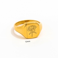 Fenny 18 Karat vergoldet Großhandel nicht trüben Aussage Gravierte Blumen dichtung Edelstahl Fingerring Trendy für Frauen
