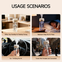 Vente flash : humidificateur d'air portable coloré de 300 ml avec lumière nocturne, 2 modes de brumisation, silencieux, alimenté par USB, mini humidificateur pour l'extérieur et la maison