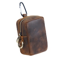 Sac de rangement portable unisexe en cuir véritable, style sportif, avec fermeture à cordon, porte-monnaie, porte-cartes, pour la taille, idéal pour l'extérieur