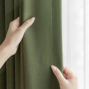 Tela de cortinas de Color verde oscuro opaco alto de lino de poliéster de alta calidad para sala de estar Hotel dormitorio ventanas - Product Image 1