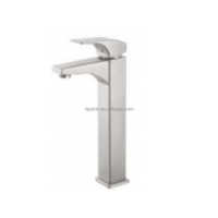 Robinet mitigeur de salle de bain monocommande en acier inoxydable à montage sur plan, avec levier, filetage pour tuyau/conduit, eau chaude et froide, cartouche céramique