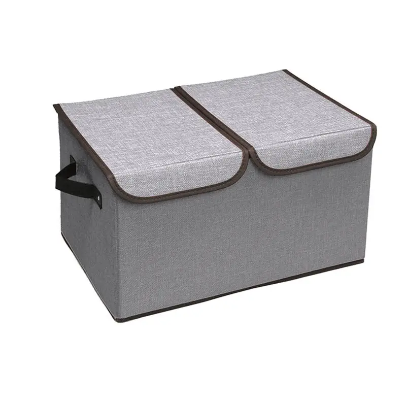 Caja de almacenamiento de ropa para el hogar, organizador de ropa de algodón y lino con doble cubierta, grande y plegable