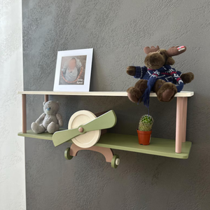 Étagère murale en forme d'avion pour chambre d'enfant, rangement de jouets en forme d'avion, étagères décoratives pour la crèche - Product Image 1