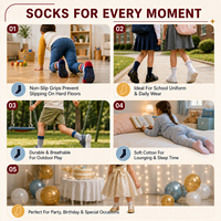 Chaussettes pour bébé personnalisées, de qualité supérieure, biologiques, à motifs d'animaux de dessin animé, antidérapantes, fines, pour ramper, mignonnes, en tricot