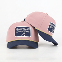 Casquette de baseball personnalisée en coton sergé bicolore rose et bleu marine avec patch tissé et visière incurvée pour hommes et femmes, style sport snapback