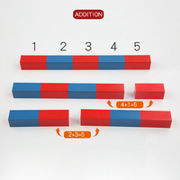 Bâtons numériques Montessori en bois, rouges et bleus, longs, pour l'apprentissage des mathématiques, du comptage et de l'arithmétique, aide pédagogique pour les tout-petits et la maternelle