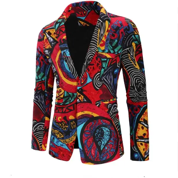cy31051a African style design men red blazer jacket floral wedding casual suit