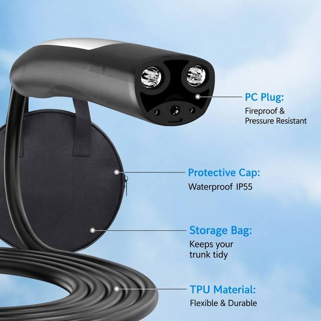 80A NACS EV Charging Extension Cord 5m-12m TPU Cable for Tesla, High-Speed Electric Vehicle Charging Extender Wholesale