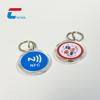 Porte-clés NFC en acrylique avec logo personnalisé, imprimé UV, étanche, puce NTAG213, pour le partage sur les réseaux sociaux