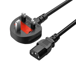 Venta al por mayor cable de alimentación de CA del Reino Unido enchufe del Reino Unido con cables de alimentación de extensión eléctrica de extremo C13 240V con 3 enchufes en cable de alimentación del Reino Unido de 15 amperios