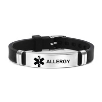 Vente en gros de logo DIY Bijou noir pour la maison Bracelet en silicone Marque médicale Bracelet en silicone pour diabétiques