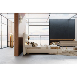 Cama Master de Luxo Moderna em Madeira Macia de Alta Qualidade para Vila, com Cabeceira Alta, Armazenamento Extensível e Modular para Casa e Hotel - Product Image 4