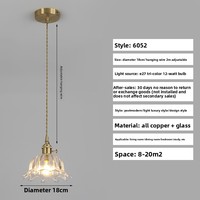 Mini lampe suspendue LED vintage française en cuivre à hauteur réglable avec abat-jour en verre pour chambre à coucher, chevet, salon, bar